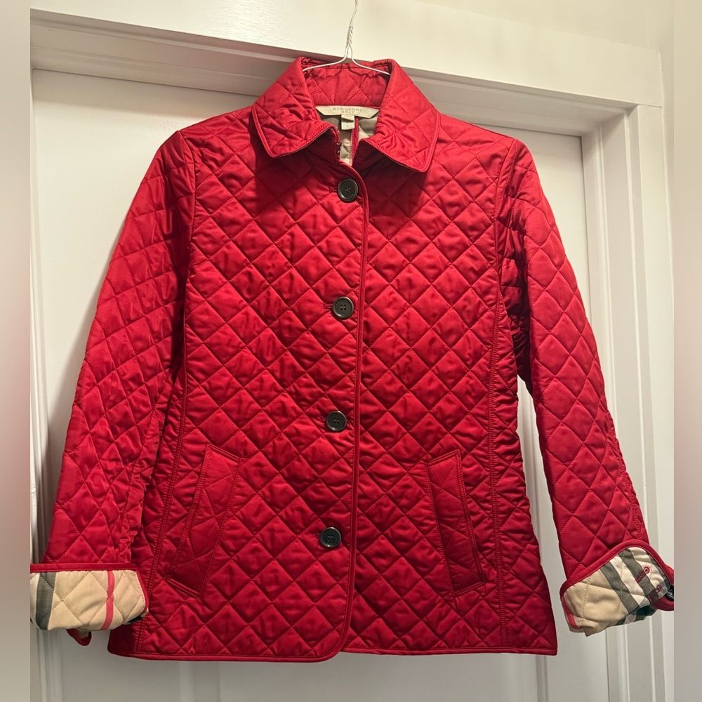 Red Burberry Brit Quilted Jacket Coat EXCELLENT condition like new - Picture 2 of 11